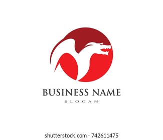 dragon flat color logo template vector illustration