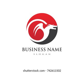 dragon flat color logo template vector illustration