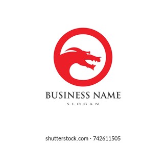 dragon flat color logo template vector illustration