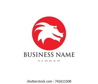 dragon flat color logo template vector illustration