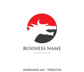dragon flat color logo template vector illustration