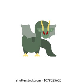 Dragon flat icon, vector sign, colorful pictogram isolated on white. Fairy dragon symbol, logo illustration. Flat style design