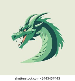 Dragon Flat Vector Art Mythical, Creature, Reptile, Fantasy, Icon.