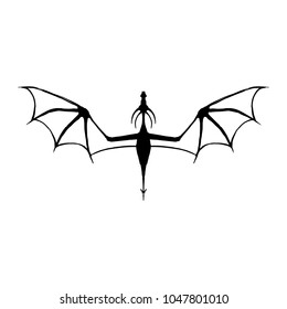 dragon, flies, shadow, vector illustration
