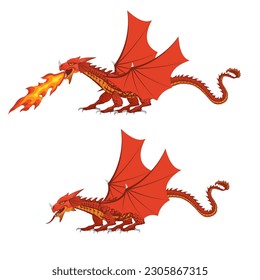 Dragon. Dragon flight, vector illustration