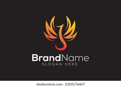 Dragon fly fire logo design vector template