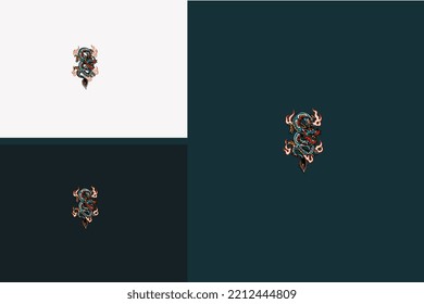 dragon fly and flames vector artwork design
