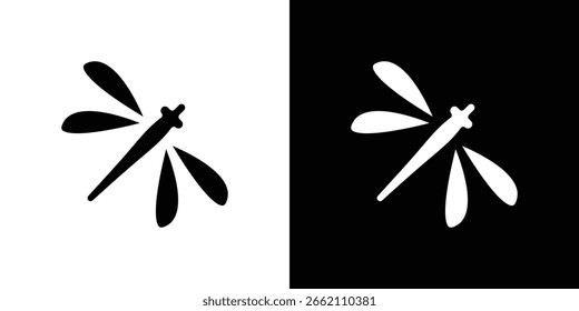 Icono de la mosca del dragón en conjunto de Vector sólido negro plano