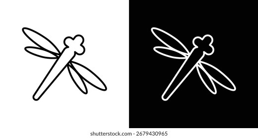 Dragon fly icon line para web, celular e infográficos.