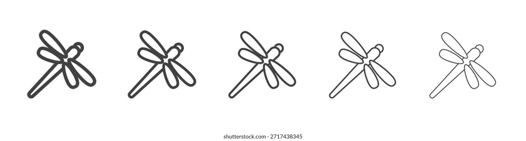 Dragon fly icon in linear strokes concept