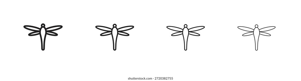 Conjunto de iconos de mosca de dragón, Ilustración, Negro