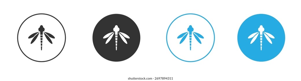 Estilo plano del símbolo del icono de la mosca del dragón sobre fondo blanco.