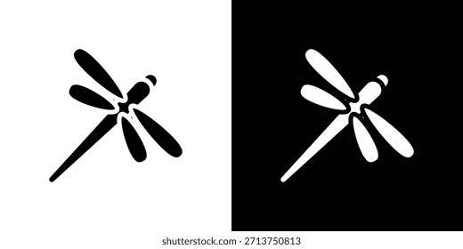 Dragon fly icon. Vector illustration. Silhouette in black color