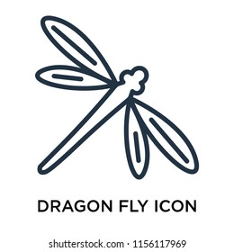 Dragon Fly Icon Vector Isolated On White Background, Dragon Fly Transparent Sign , Thin Pictogram Or Outline Symbol Design In Linear Style