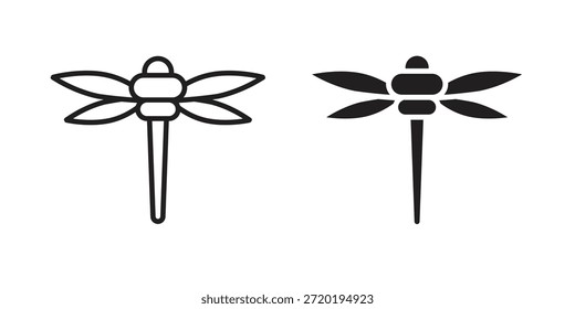 Iconos de la mosca del dragón. Píxel perfecto. Icono de contorno de Vector. Concepto de logotipo plano.