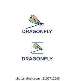 dragon fly insect logo design with colorful concept