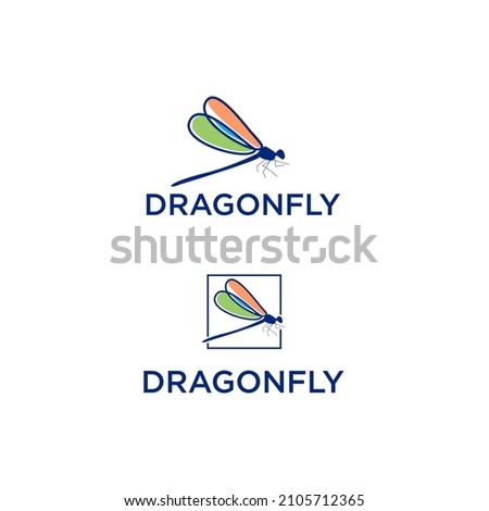 dragon fly insect logo design with colorful concept
