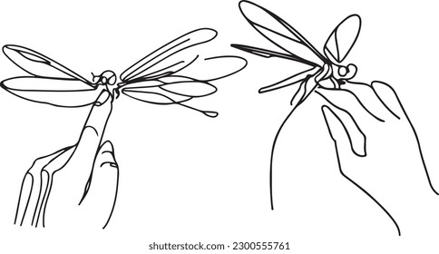 Dragon fly line art vector art silhoutte