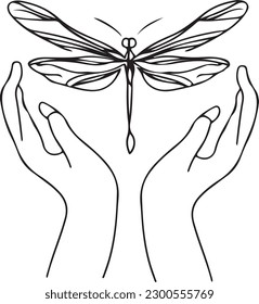 Dragon fly line art vector art silhoutte