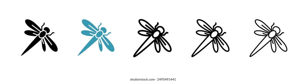 Dragon fly line icon vector set.