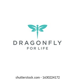 dragon fly logo design vector image with geometric leaf wing concept illustration