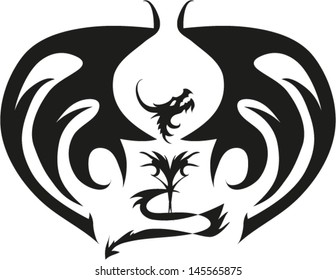 Dragon fly tattoo vector.