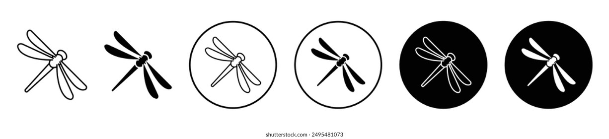 Dragon fly thin line vector icon set.