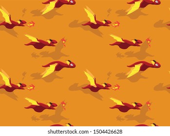Dragon Flying Fire Breath Cartoon Cute Seamless Pattern Wallpaper-01