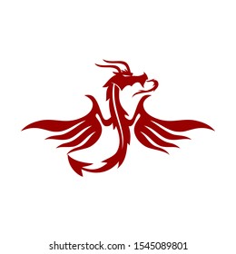 Dragon Flying Logo Design Mascot Template Vector Isolated