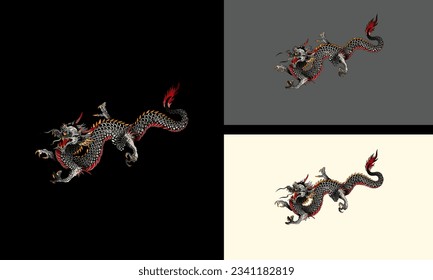 dragon flying vector mascot design