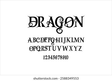 Dragon font for logo and headline. Isolated vector typeset