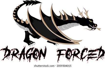 DRAGON FORCED ILLUSTRATION VECTOR ART