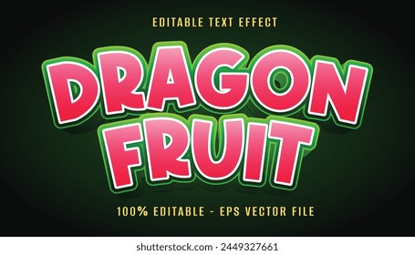 dragon fruit 3d text effect design with leaf background	
