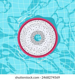 A dragon fruit air float on a pool in summer with water background