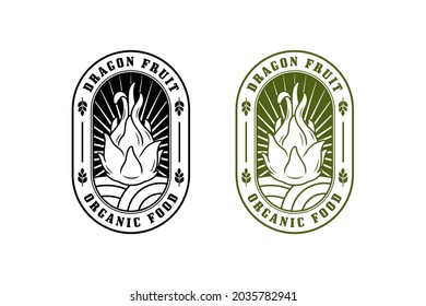 Dragon fruit badge design logo