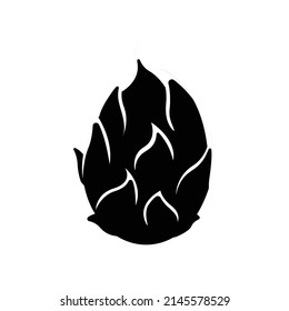 Dragon Fruit Black and White Icon. Silhouette Design Element on Isolated White Background