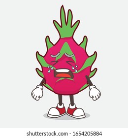 Dragon Fruit cartoon mascot character with crying expression