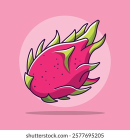 Dragon fruit Cartoon Vector Icon Illustration. Food Object Icon Concept Isolated Premium Vector. Flat Cartoon Style.