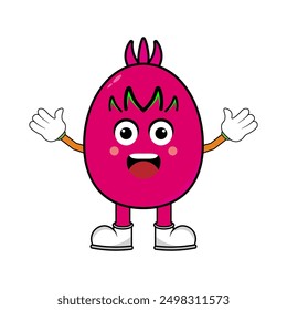 Dragon fruit character mascot vector illustration. Mascot illustration isolated on white background