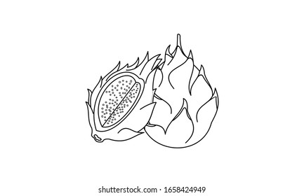 Dragon fruit coloring book fruit to educate kids. Learn colors pages
