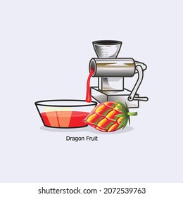 dragon fruit compressed with grinder isolated vector illustration