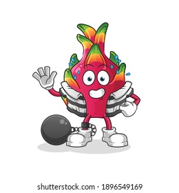 dragon fruit criminal vector. cartoon character