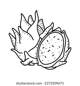 Drachenfrucht-Doodle-Symbol einzeln auf weißem Hintergrund. Vektorgrafik