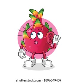 dragon fruit eavesdropping vector. cartoon character