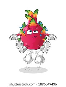  dragon fruit fart jumping illustration. character vector