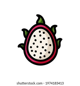 Dragon fruit flat outlined icon. Vector fruit logo isolated on white background. Vegetarian food symbol, media glyph for web
