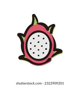 Dragon fruit - Fruits icon (Hand-drawn line, colored version)