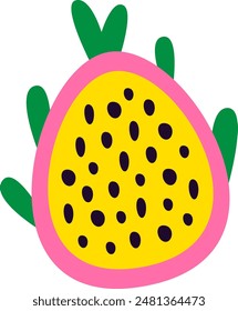 Dragon Fruit Half Vector Illustration