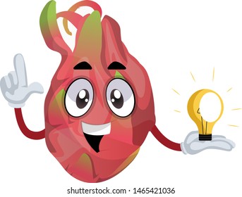 Dragon fruit having idea, illustration, vector on white background.