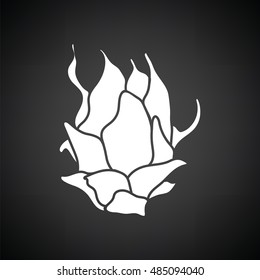 Dragon fruit icon. Black background with white. Vector illustration.